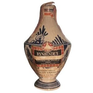 VTG Rynbende's MCM Delft Holland Netherlands Empty Liquor Bottle Hand Painted